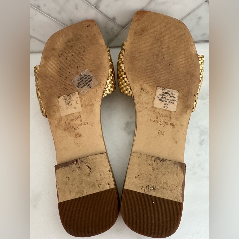 Marc Fisher Gold Woven Sandals Size 8 - Picture 6 of 7